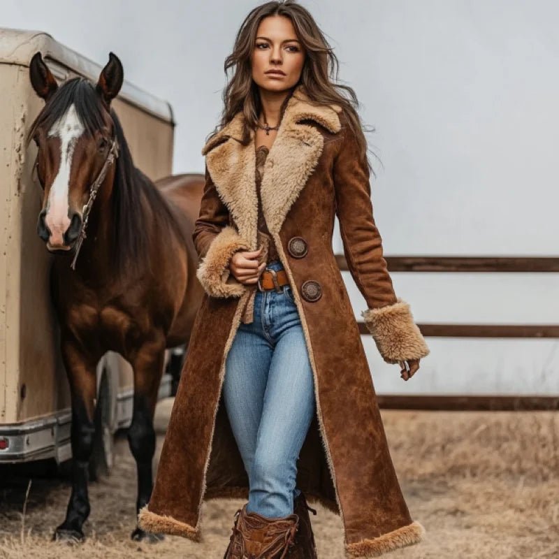 Women Denim Western Coat Retro Sherpa Lined Winter Warm Ranch Style Jacket Collar Casual Cowboy Vintage - American Thistle Women Denim Western Coat Retro Sherpa Lined Winter Warm Ranch Style Jacket Collar Casual Cowboy Vintage