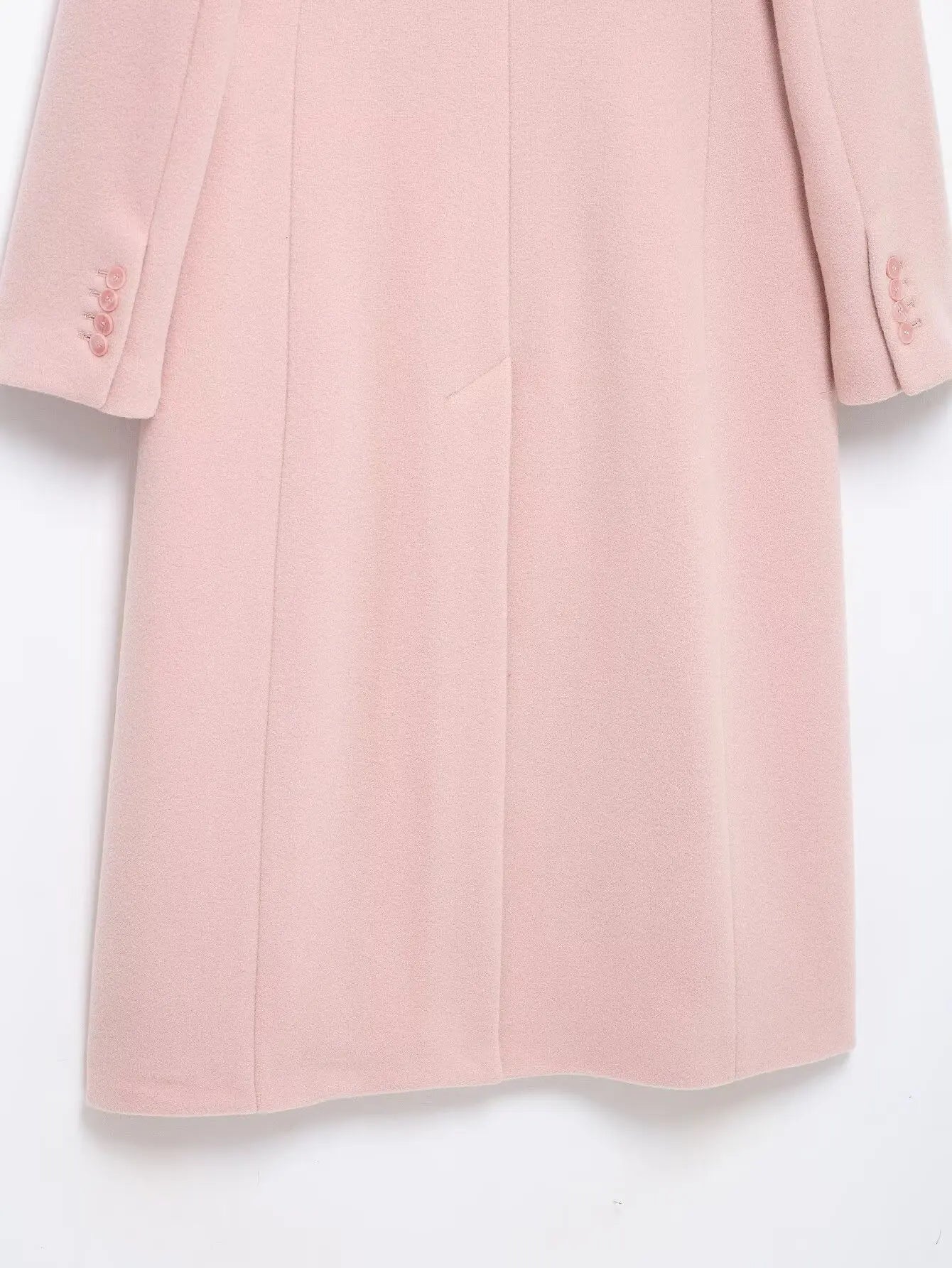 Women Elegant Long Coat Pink Blended Lapel Buttons Lined Winter Coat - American Thistle Women Elegant Long Coat Pink Blended Lapel Buttons Lined Winter Coat