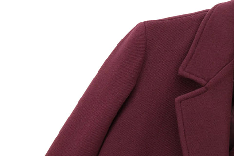 Women Elegant Long Coat Pink Blended Lapel Buttons Lined Winter Coat - American Thistle Women Elegant Long Coat Pink Blended Lapel Buttons Lined Winter Coat