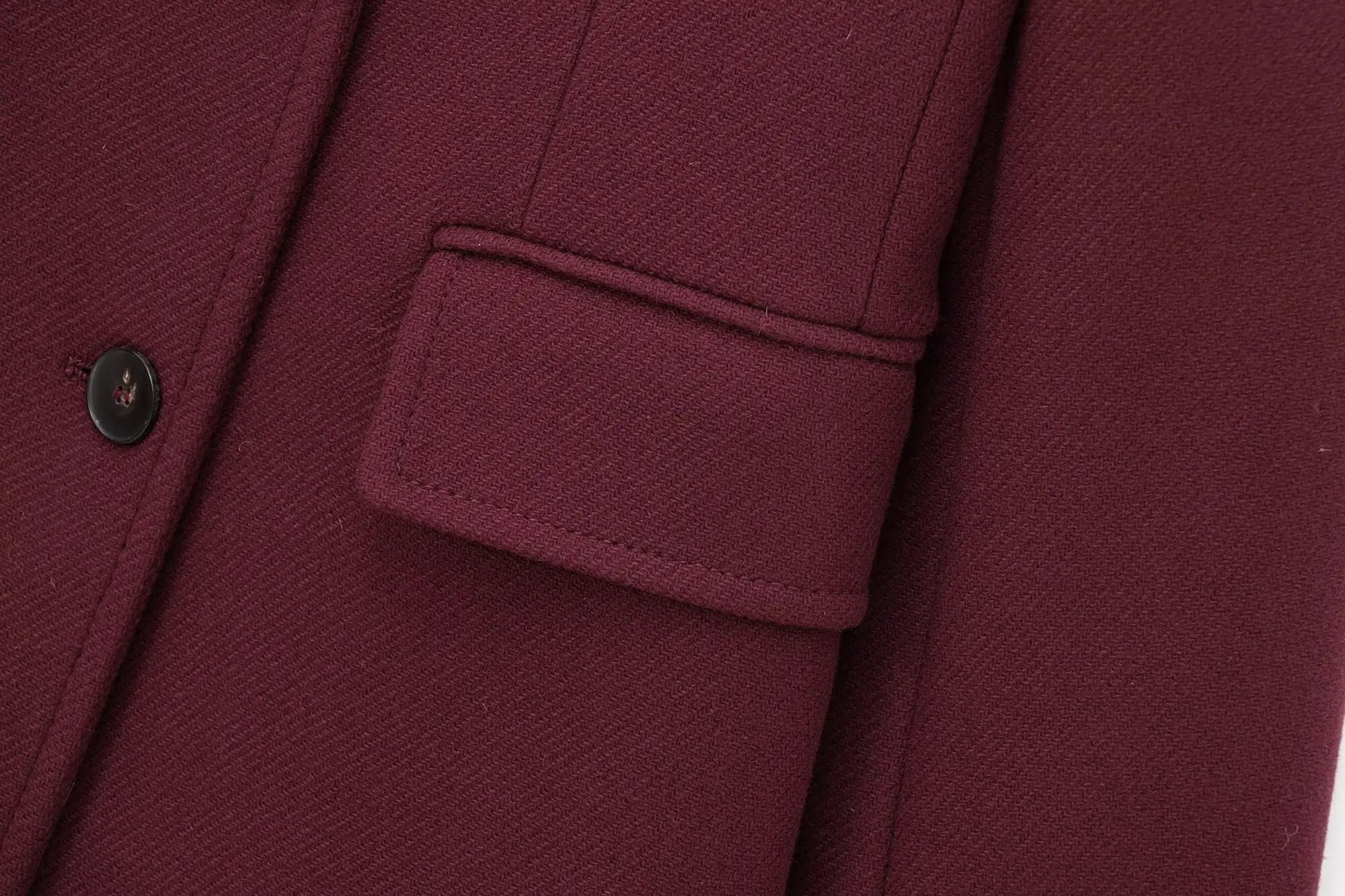 Women Elegant Long Coat Pink Blended Lapel Buttons Lined Winter Coat - American Thistle Women Elegant Long Coat Pink Blended Lapel Buttons Lined Winter Coat