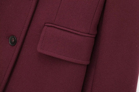 Women Elegant Long Coat Pink Blended Lapel Buttons Lined Winter Coat - American Thistle Women Elegant Long Coat Pink Blended Lapel Buttons Lined Winter Coat