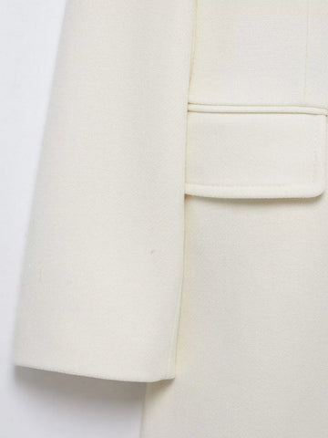 Women Elegant Long Coat Pink Blended Lapel Buttons Lined Winter Coat - American Thistle Women Elegant Long Coat Pink Blended Lapel Buttons Lined Winter Coat