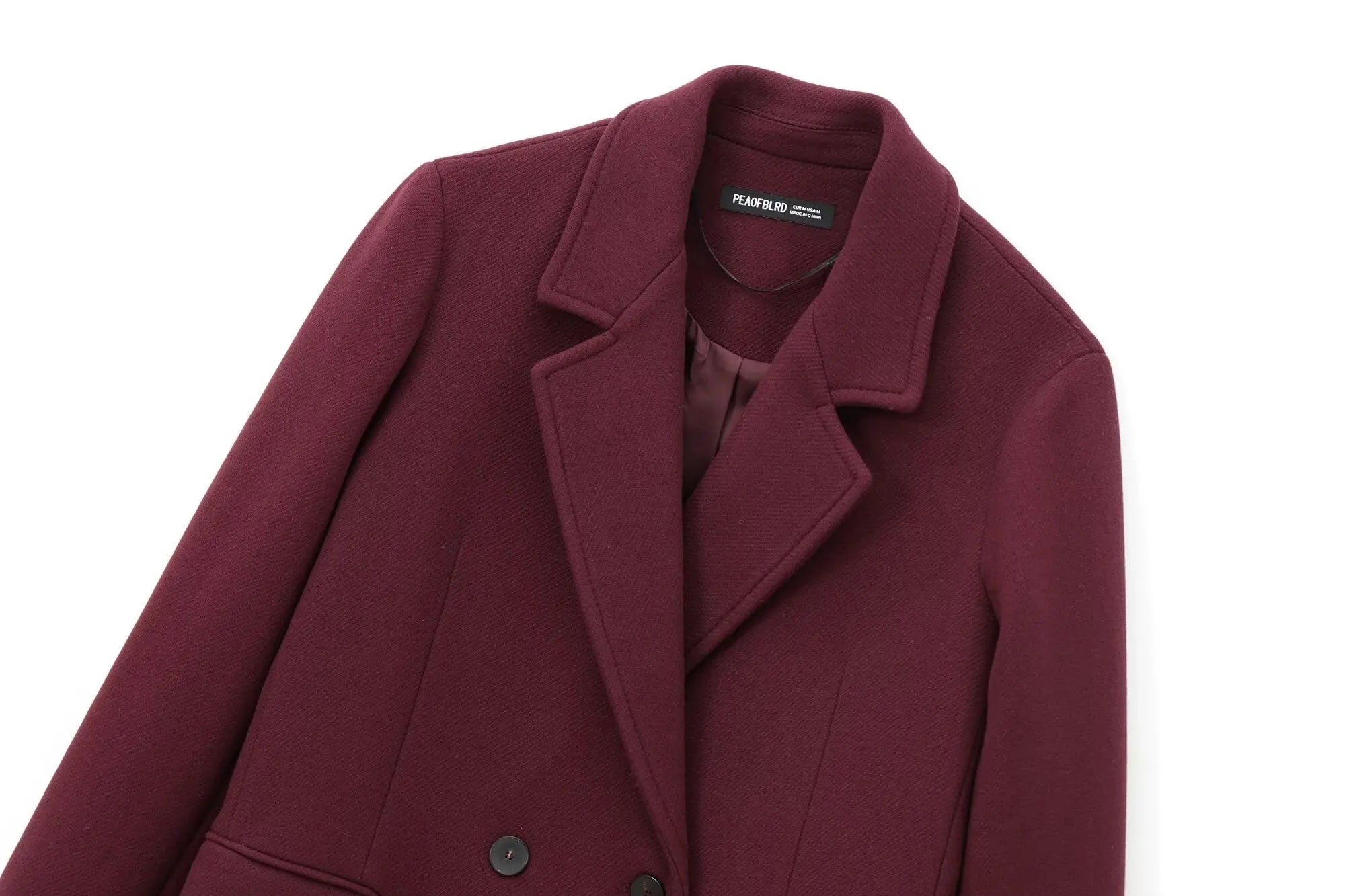 Women Elegant Long Coat Pink Blended Lapel Buttons Lined Winter Coat - American Thistle Women Elegant Long Coat Pink Blended Lapel Buttons Lined Winter Coat