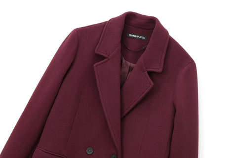 Women Elegant Long Coat Pink Blended Lapel Buttons Lined Winter Coat - American Thistle Women Elegant Long Coat Pink Blended Lapel Buttons Lined Winter Coat