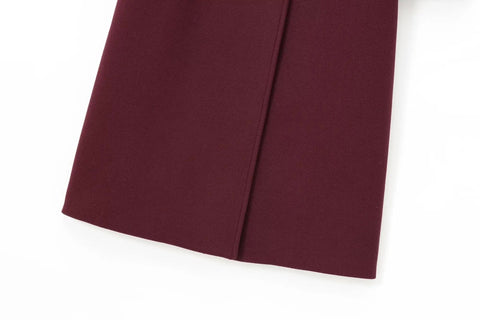 Women Elegant Long Coat Pink Blended Lapel Buttons Lined Winter Coat - American Thistle Women Elegant Long Coat Pink Blended Lapel Buttons Lined Winter Coat