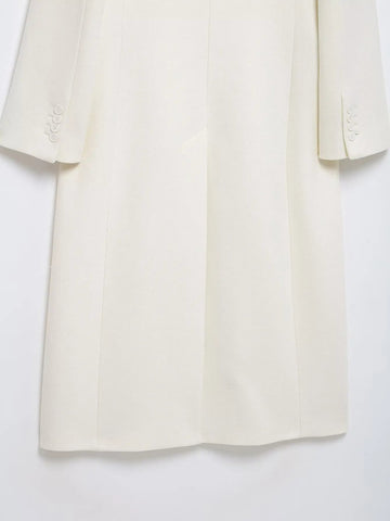 Women Elegant Long Coat Pink Blended Lapel Buttons Lined Winter Coat - American Thistle Women Elegant Long Coat Pink Blended Lapel Buttons Lined Winter Coat