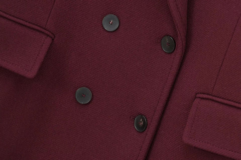 Women Elegant Long Coat Pink Blended Lapel Buttons Lined Winter Coat - American Thistle Women Elegant Long Coat Pink Blended Lapel Buttons Lined Winter Coat