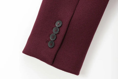 Women Elegant Long Coat Pink Blended Lapel Buttons Lined Winter Coat - American Thistle Women Elegant Long Coat Pink Blended Lapel Buttons Lined Winter Coat