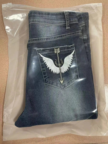 Women Embroidery Pockets Distressed Jeans Mid Waist Stretch Slim Fit Pants - American Thistle Women Embroidery Pockets Distressed Jeans Mid Waist Stretch Slim Fit Pants