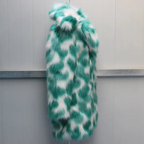 Women Fall and Winter New Fur Coat Faux Fox Fur Coat Slim Skinny Long Windbreaker European and American Large Size Keep Warm - American ThistleWomen Fall and Winter New Fur Coat Faux Fox Fur Coat Slim Skinny Long Windbreaker European and American Large Size Keep Warm