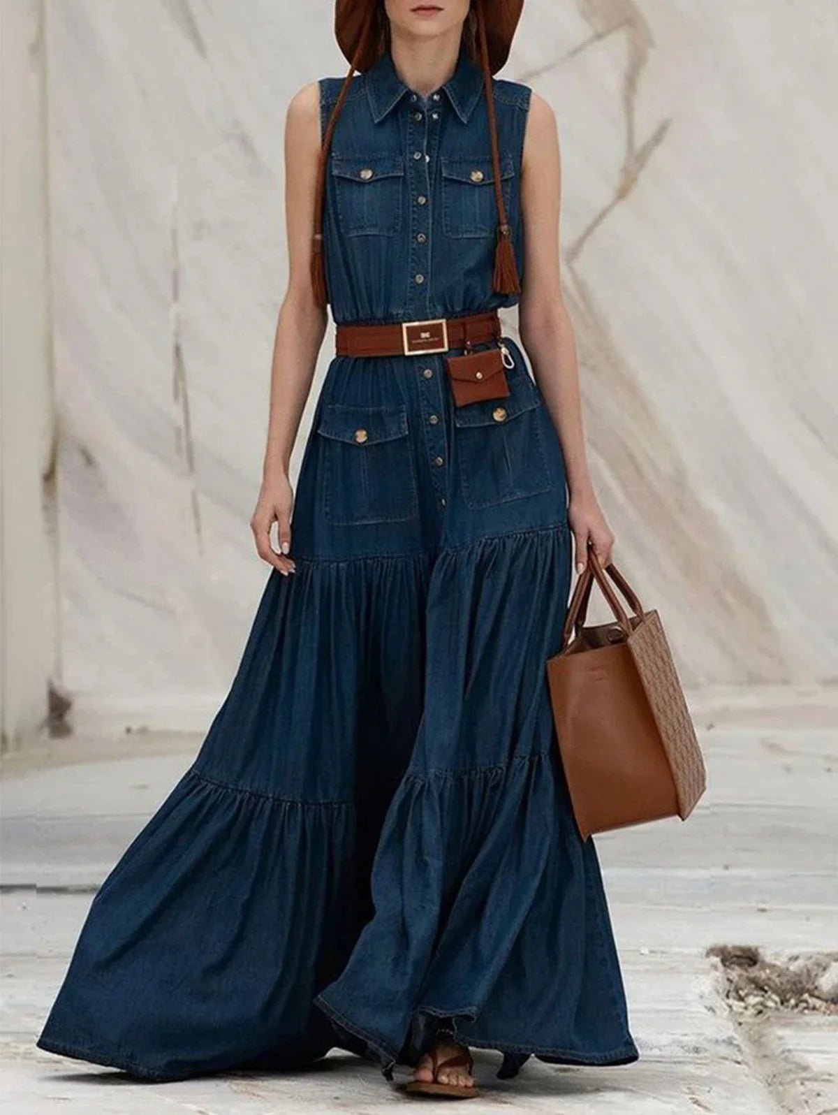 Women Fashion Demin Tank Dress Turn Down Collar - American Thistle Women Fashion Demin Tank Dress Turn Down Collar