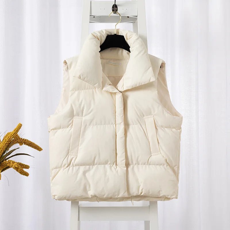 Women Fashion Stand Collar Elegant Down Coats Warm Outerwear Casual Belt Sleeveless Winter Women Vests Jackets - American Thistle Women Fashion Stand Collar Elegant Down Coats Warm Outerwear Casual Belt Sleeveless Winter Women Vests Jackets