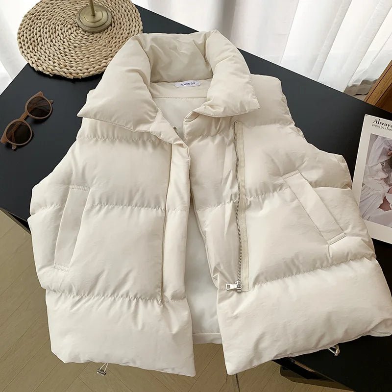 Women Fashion Stand Collar Elegant Down Coats Warm Outerwear Casual Belt Sleeveless Winter Women Vests Jackets - American Thistle Women Fashion Stand Collar Elegant Down Coats Warm Outerwear Casual Belt Sleeveless Winter Women Vests Jackets
