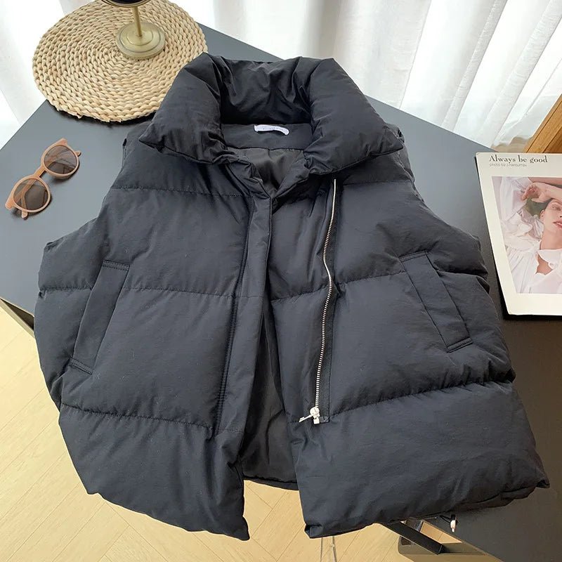 Women Fashion Stand Collar Elegant Down Coats Warm Outerwear Casual Belt Sleeveless Winter Women Vests Jackets - American Thistle Women Fashion Stand Collar Elegant Down Coats Warm Outerwear Casual Belt Sleeveless Winter Women Vests Jackets