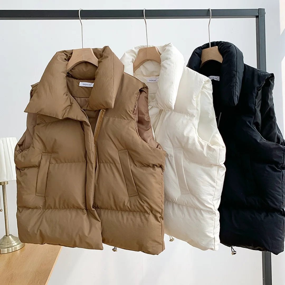 Women Fashion Stand Collar Elegant Down Coats Warm Outerwear Casual Belt Sleeveless Winter Women Vests Jackets - American Thistle Women Fashion Stand Collar Elegant Down Coats Warm Outerwear Casual Belt Sleeveless Winter Women Vests Jackets