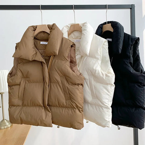 Women Fashion Stand Collar Elegant Down Coats Warm Outerwear Casual Belt Sleeveless Winter Women Vests Jackets - American Thistle Women Fashion Stand Collar Elegant Down Coats Warm Outerwear Casual Belt Sleeveless Winter Women Vests Jackets