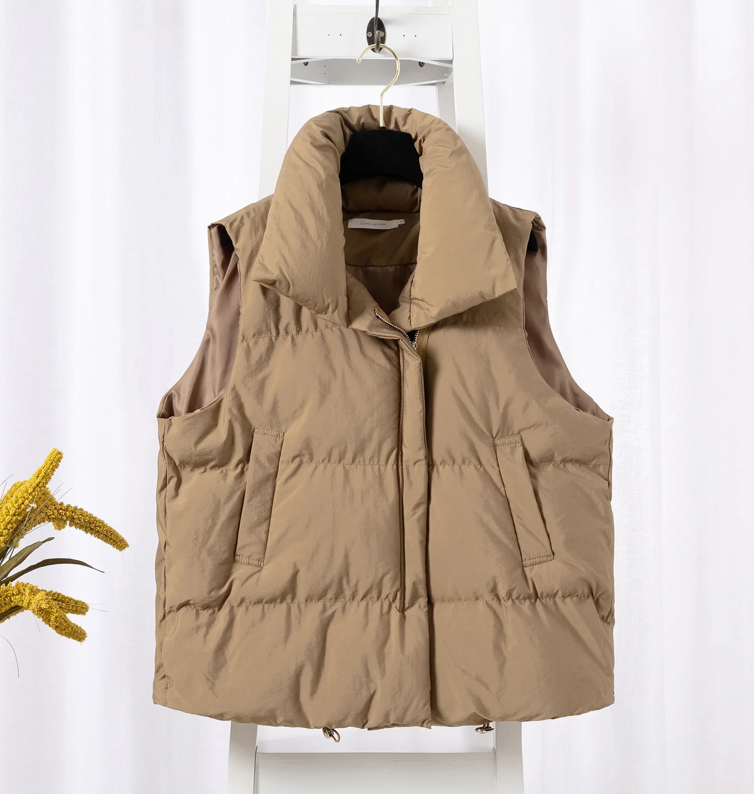Women Fashion Stand Collar Elegant Down Coats Warm Outerwear Casual Belt Sleeveless Winter Women Vests Jackets - American Thistle Women Fashion Stand Collar Elegant Down Coats Warm Outerwear Casual Belt Sleeveless Winter Women Vests Jackets