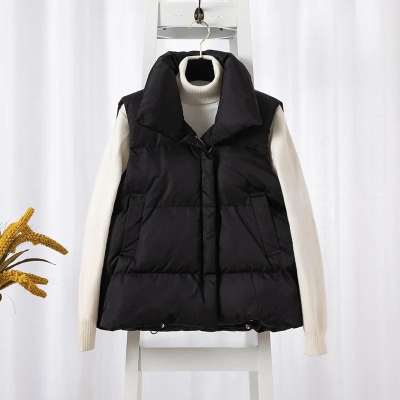 Women Fashion Stand Collar Elegant Down Coats Warm Outerwear Casual Belt Sleeveless Winter Women Vests Jackets - American Thistle Women Fashion Stand Collar Elegant Down Coats Warm Outerwear Casual Belt Sleeveless Winter Women Vests Jackets
