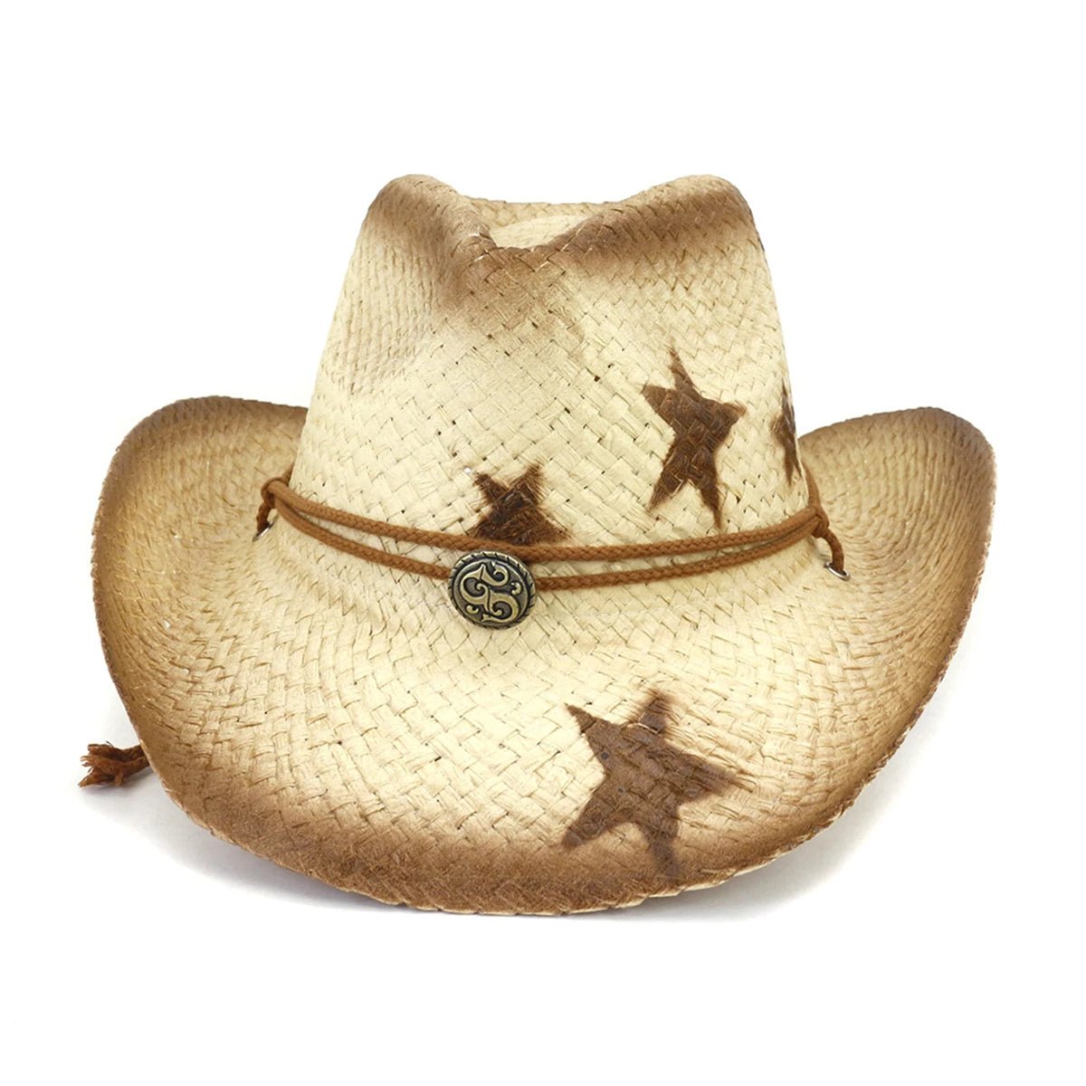 Women Five - Pointed Star Western Cowboy Straw Hat Summer Outdoor - American ThistleWomen Five - Pointed Star Western Cowboy Straw Hat Summer Outdoor