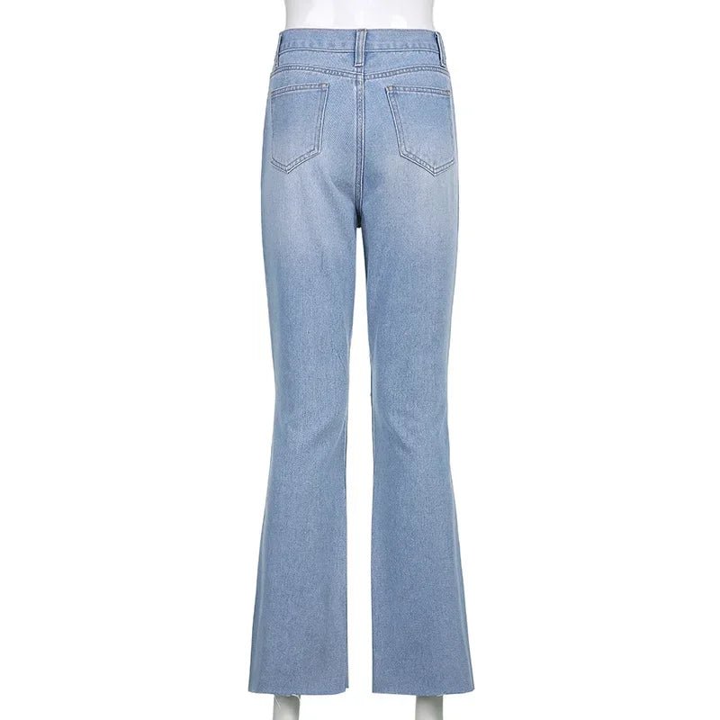 Women Flare Bell Bottom Jeans High Waisted Wide Ripped Leg Denim Pants - American Thistle Women Flare Bell Bottom Jeans High Waisted Wide Ripped Leg Denim Pants