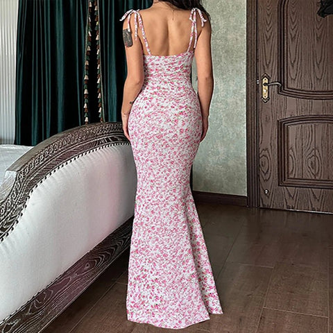 Women Floral Bodycon Long Dress - American Thistle Women Floral Bodycon Long Dress