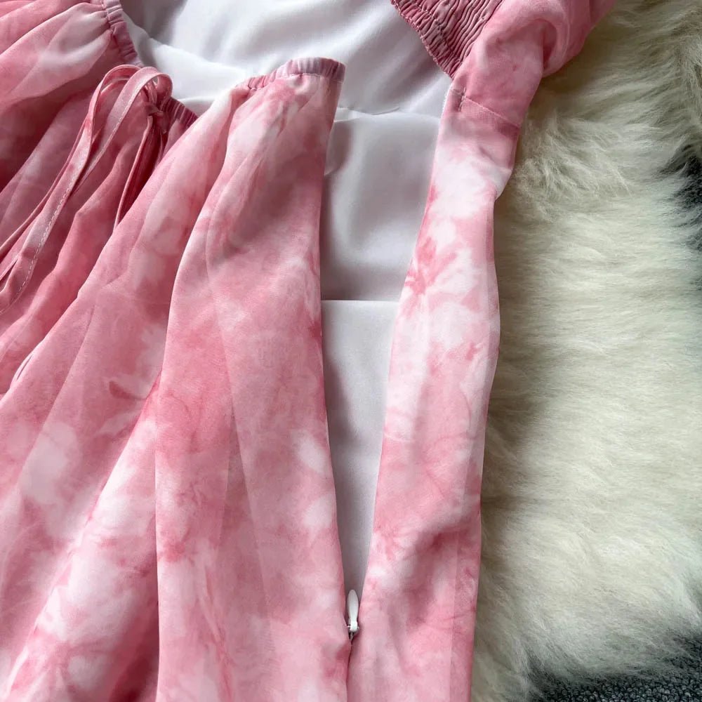 Women Floral Spaghetti Strap Dress Elastic Backless - American Thistle Women Floral Spaghetti Strap Dress Elastic Backless