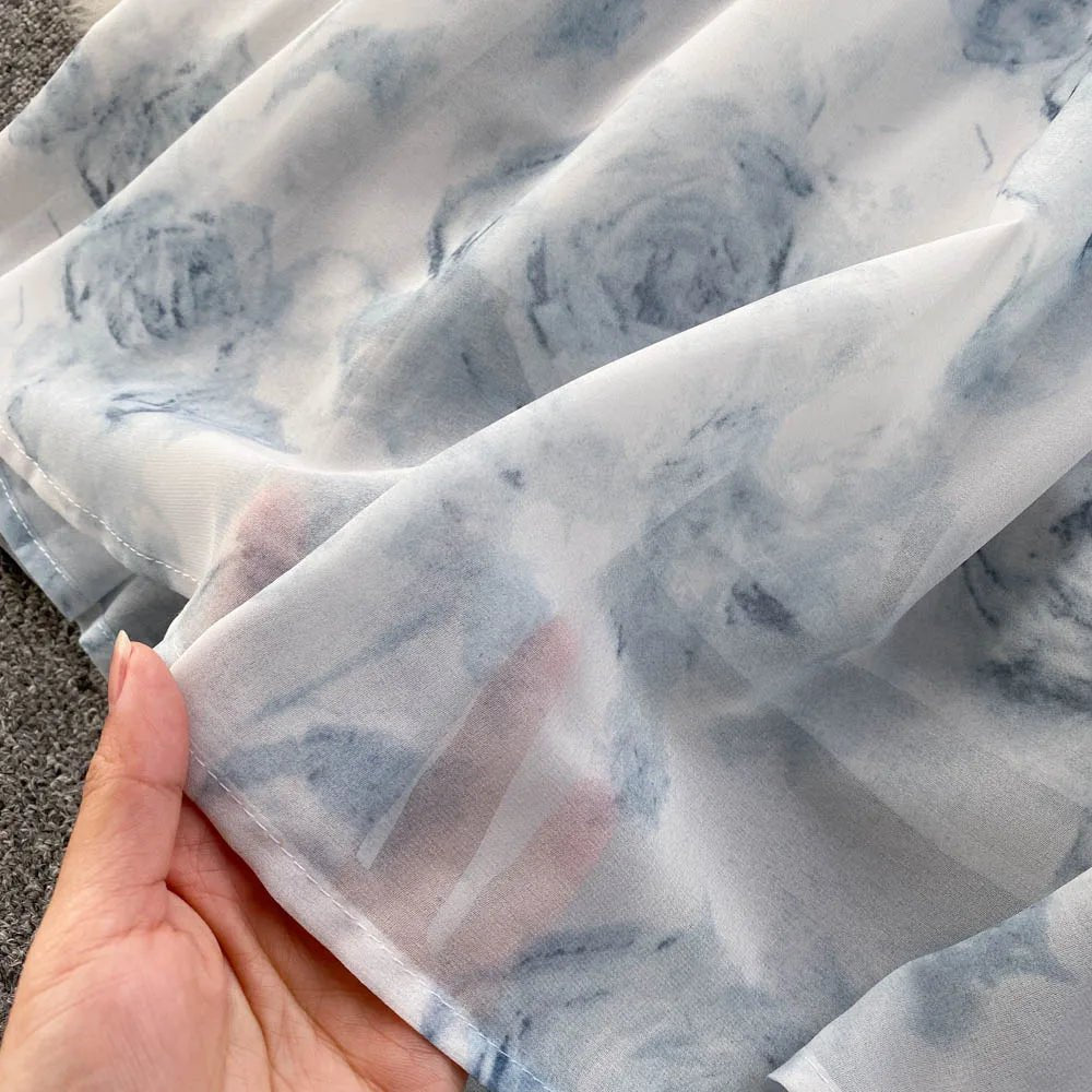 Women Floral Spaghetti Strap Dress Elastic Backless - American Thistle Women Floral Spaghetti Strap Dress Elastic Backless