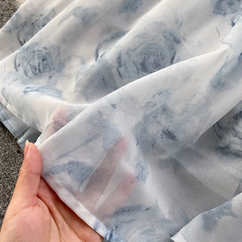 Women Floral Spaghetti Strap Dress Elastic Backless - American Thistle Women Floral Spaghetti Strap Dress Elastic Backless