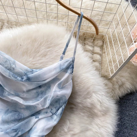 Women Floral Spaghetti Strap Dress Elastic Backless - American Thistle Women Floral Spaghetti Strap Dress Elastic Backless