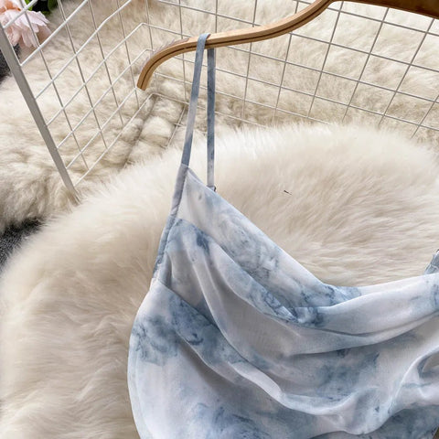 Women Floral Spaghetti Strap Dress Elastic Backless - American Thistle Women Floral Spaghetti Strap Dress Elastic Backless