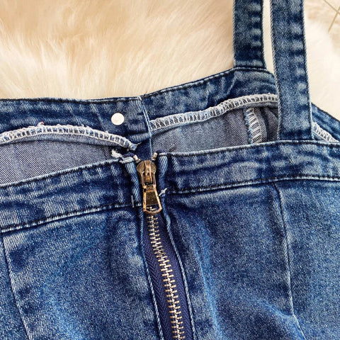 Women Jean Jumpsuit Rompers Single Breasted Sleeveless Vintage Denim - American Thistle Women Jean Jumpsuit Rompers Single Breasted Sleeveless Vintage Denim