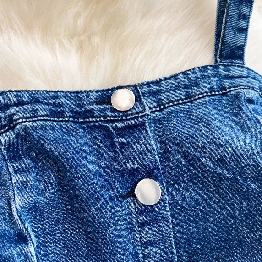 Women Jean Jumpsuit Rompers Single Breasted Sleeveless Vintage Denim - American Thistle Women Jean Jumpsuit Rompers Single Breasted Sleeveless Vintage Denim