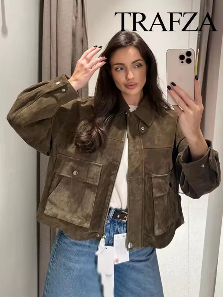 Women Leather Jacket New Spring Fashion Long Sleeve Zipper Coat Female High Street - American Thistle Women Leather Jacket New Spring Fashion Long Sleeve Zipper Coat Female High Street