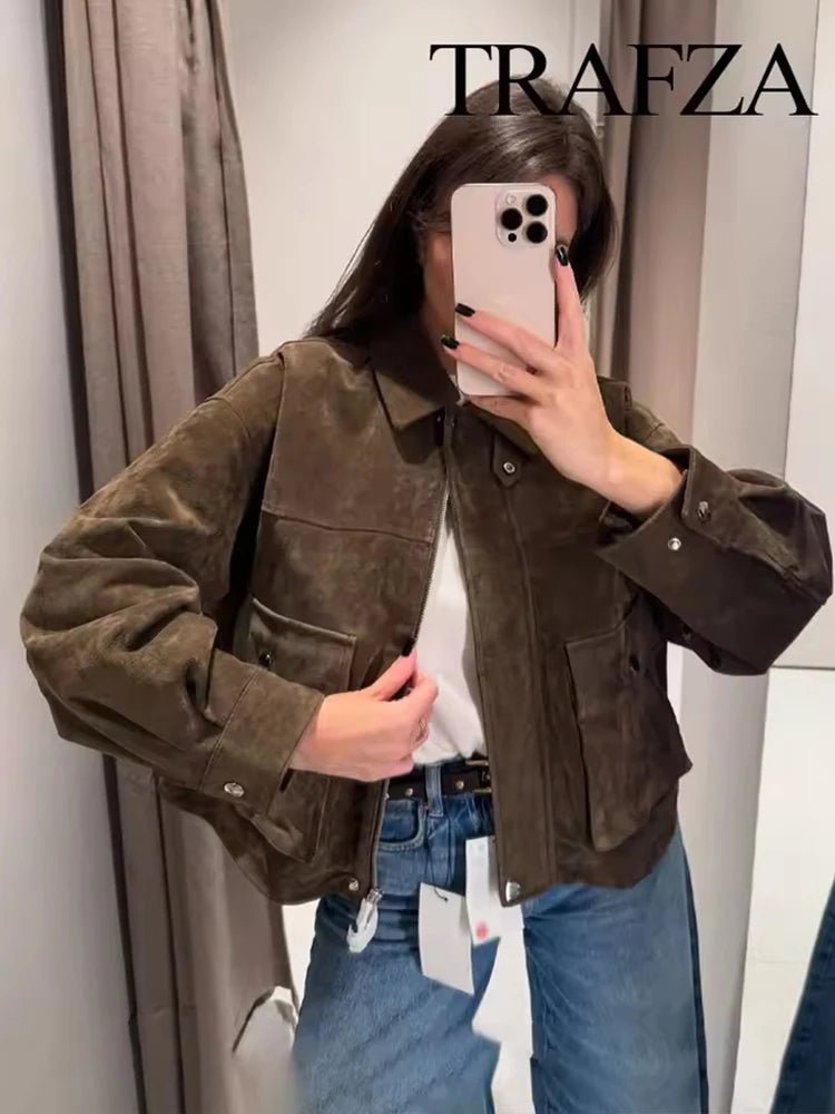 Women Leather Jacket New Spring Fashion Long Sleeve Zipper Coat Female High Street - American Thistle Women Leather Jacket New Spring Fashion Long Sleeve Zipper Coat Female High Street