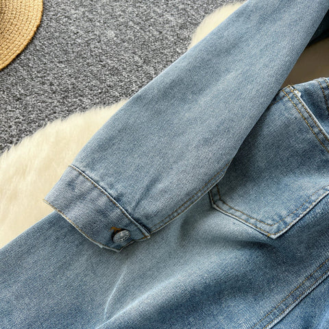 Women Long Sleeve Denim Jumpersuit Rompers Chic Fashion Retro Long - sleeved High - waisted Casual Jeans - American Thistle Women Long Sleeve Denim Jumpersuit Rompers Chic Fashion Retro Long - sleeved High - waisted Casual Jeans