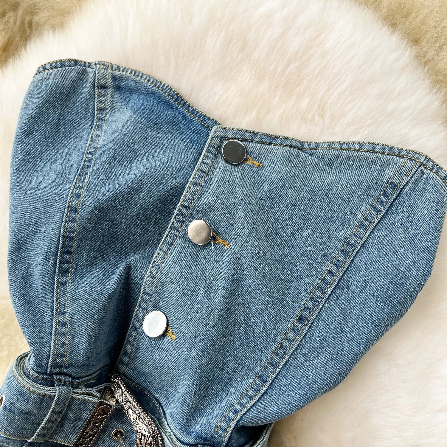 Women Sleeveless Tube Top Denim Maxi Dresses Summer American Hip Slit Denim Dress - American Thistle Women Sleeveless Tube Top Denim Maxi Dresses Summer American Hip Slit Denim Dress