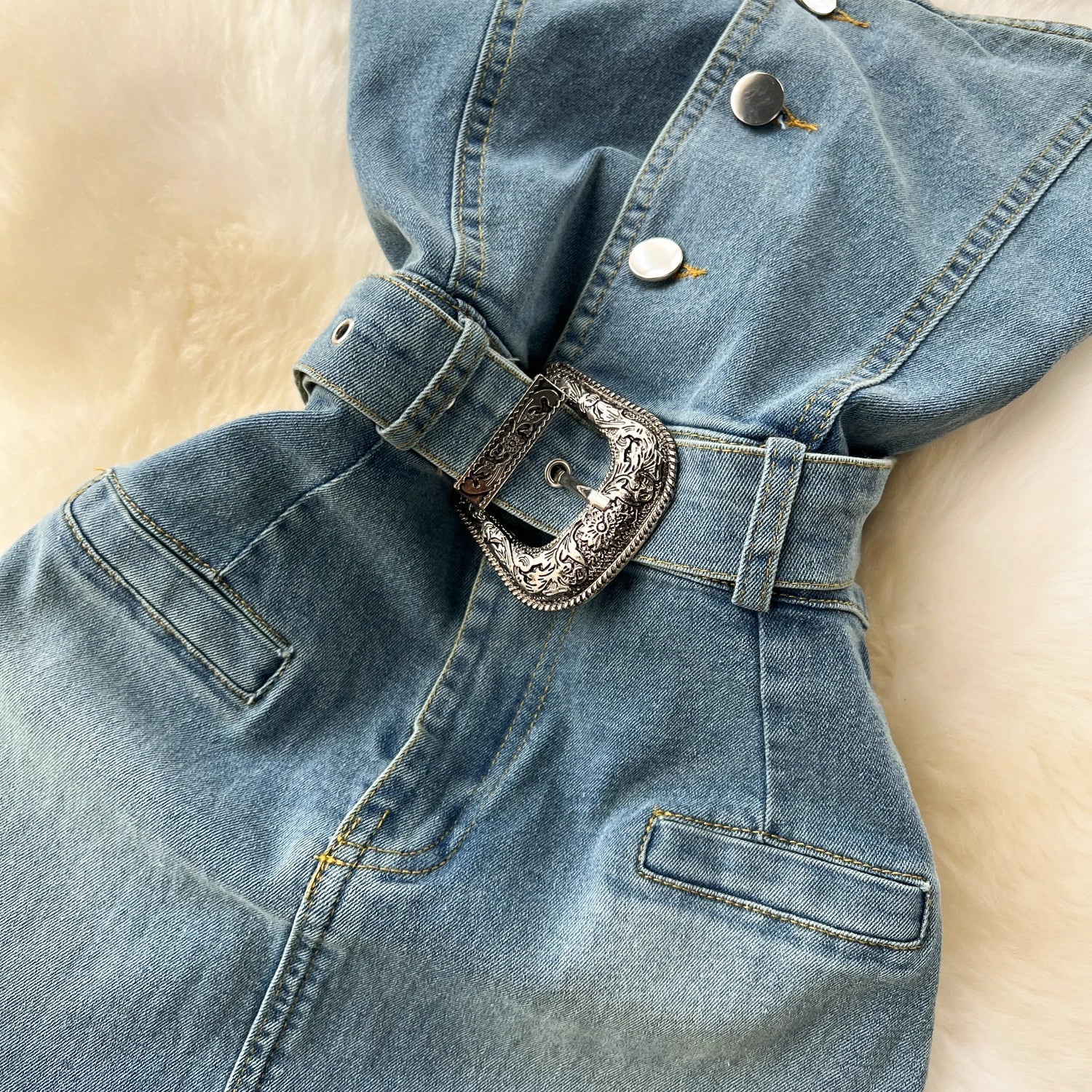 Women Sleeveless Tube Top Denim Maxi Dresses Summer American Hip Slit Denim Dress - American Thistle Women Sleeveless Tube Top Denim Maxi Dresses Summer American Hip Slit Denim Dress