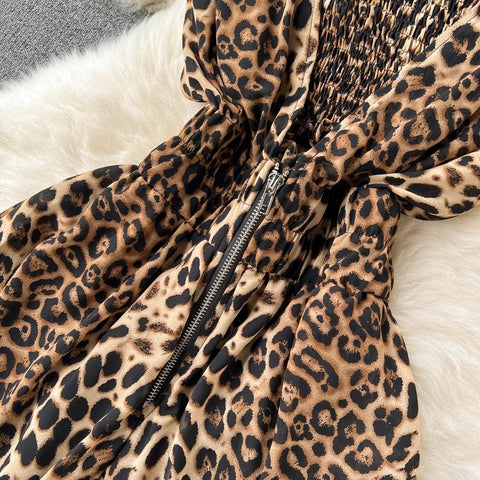 Women Square Neck Sleeveless Summer New Waisted Loose Wide Leg Pants Leopard Print Jumpsuit - American Thistle Women Square Neck Sleeveless Summer New Waisted Loose Wide Leg Pants Leopard Print Jumpsuit