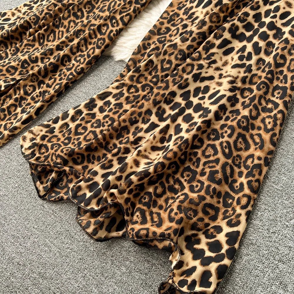 Women Square Neck Sleeveless Summer New Waisted Loose Wide Leg Pants Leopard Print Jumpsuit - American Thistle Women Square Neck Sleeveless Summer New Waisted Loose Wide Leg Pants Leopard Print Jumpsuit