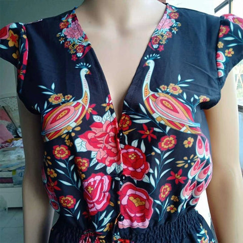 Women Summer Boho Beach Maxi Dress - American Thistle Women Summer Boho Beach Maxi Dress