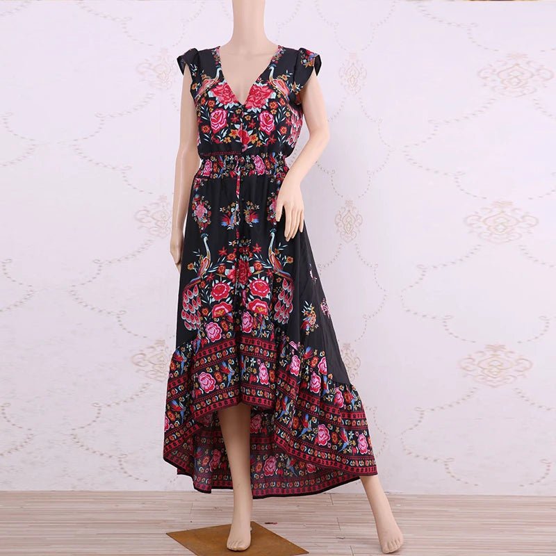 Women Summer Boho Beach Maxi Dress - American Thistle Women Summer Boho Beach Maxi Dress