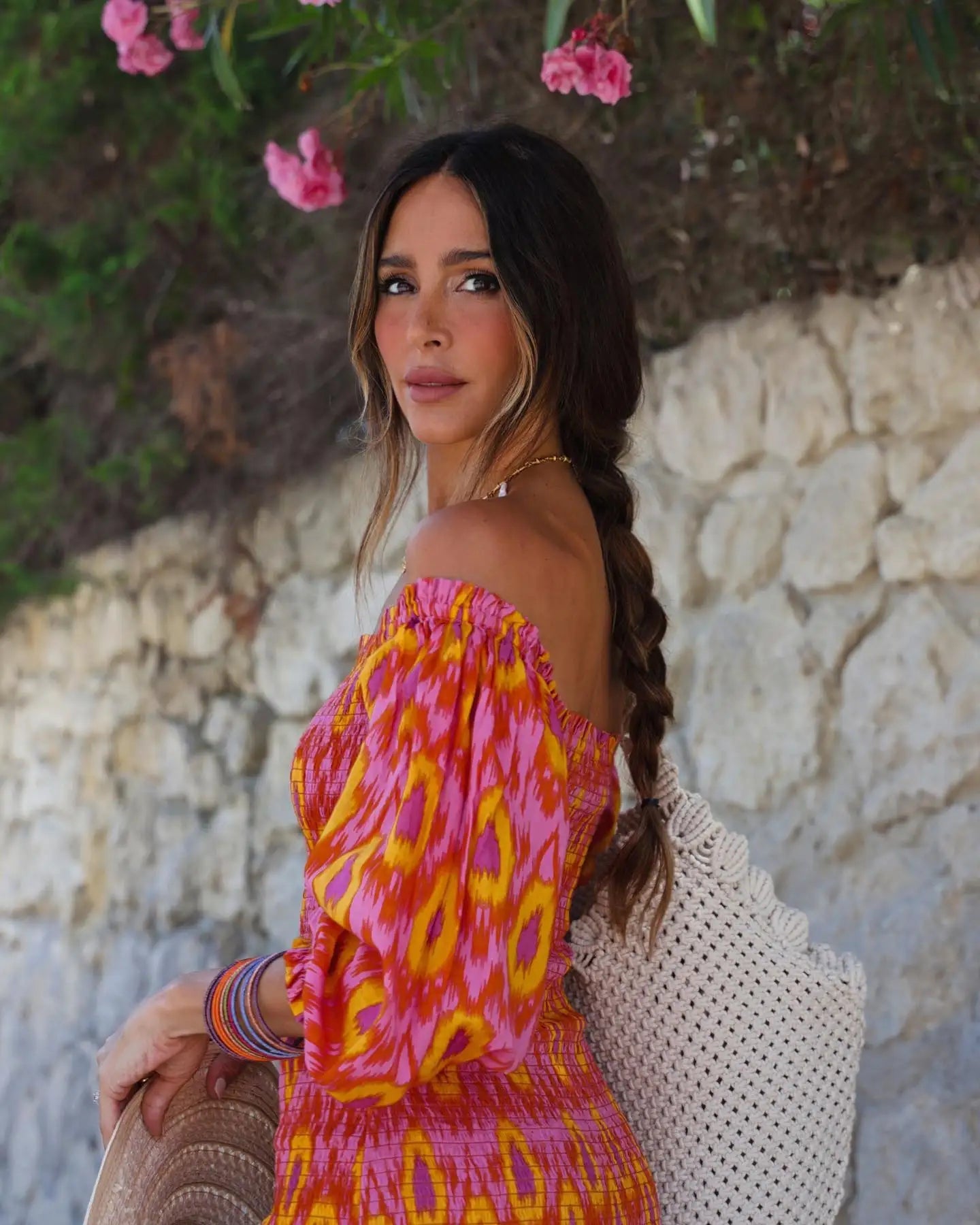 Women Summer Print Ruffle Pleated Long Dress Fashion Off Shoulder Puff Sleeve Midi Dresses Casual - American Thistle Women Summer Print Ruffle Pleated Long Dress Fashion Off Shoulder Puff Sleeve Midi Dresses Casual