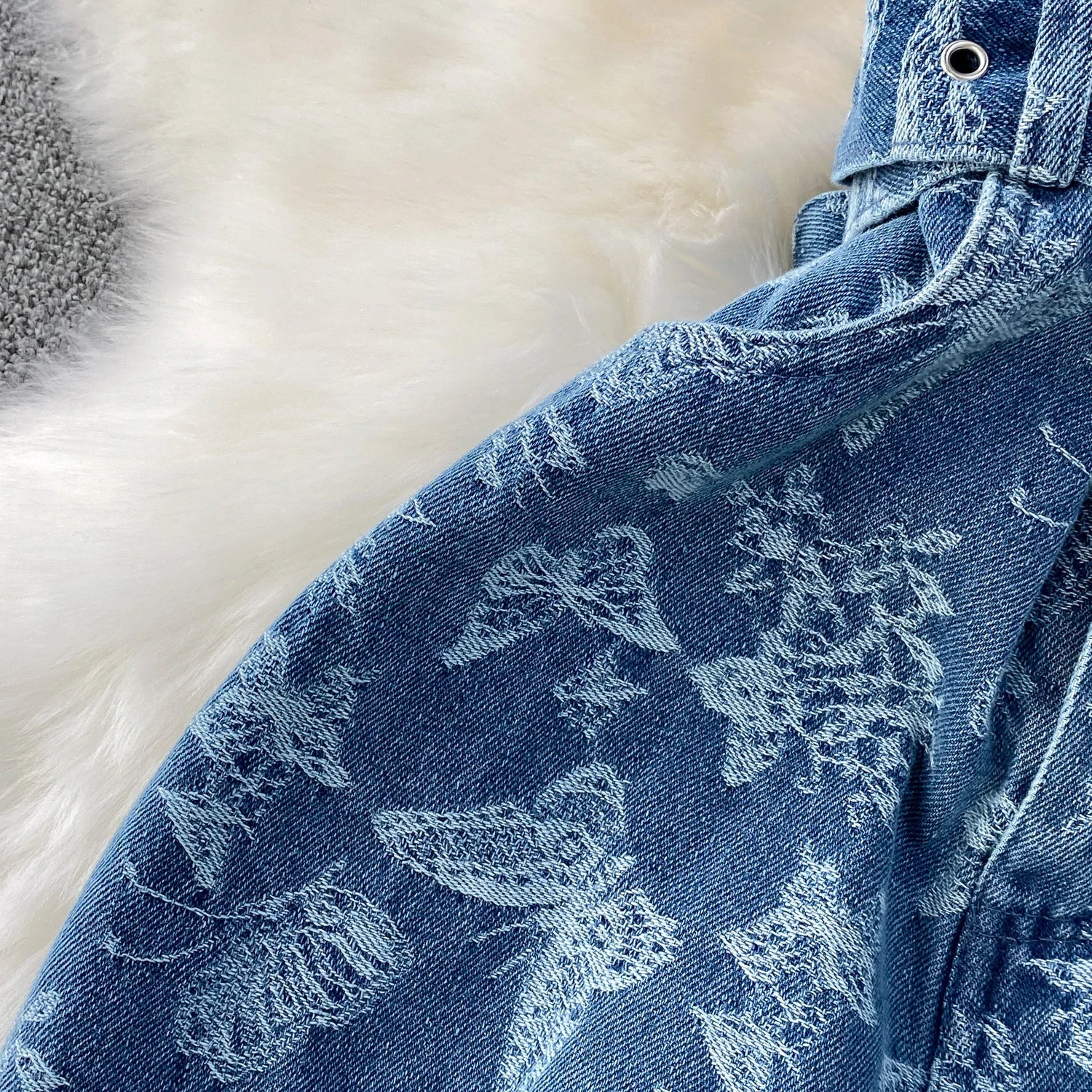 Women Summer Printed Butterfly Denim Jumpsuits - American Thistle Women Summer Printed Butterfly Denim Jumpsuits