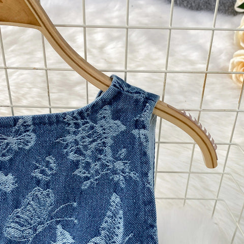 Women Summer Printed Butterfly Denim Jumpsuits - American Thistle Women Summer Printed Butterfly Denim Jumpsuits