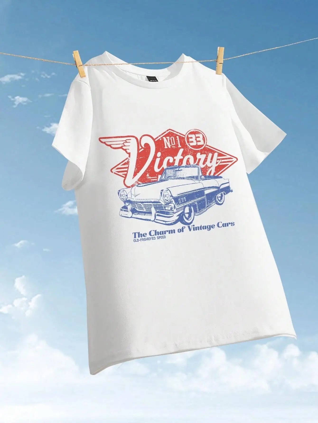Women Victory Vintage Car Cotton T-shirts - American Thistle Women Victory Vintage Car Cotton T-shirts