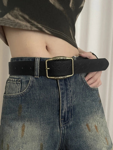 Women Western Belt Vintage Metal Buckle Leather Belts Country Cowboy Cowgirl Belt - American ThistleWomen Western Belt Vintage Metal Buckle Leather Belts Country Cowboy Cowgirl Belt