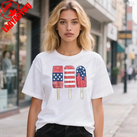 Womens American Flag Popsicle TShirt 4th of July Patriotic Fun Graphic Tees Independence Day Souvenir Clothing Women Cotton Tops - American ThistleWomens American Flag Popsicle TShirt 4th of July Patriotic Fun Graphic Tees Independence Day Souvenir Clothing Women Cotton Tops