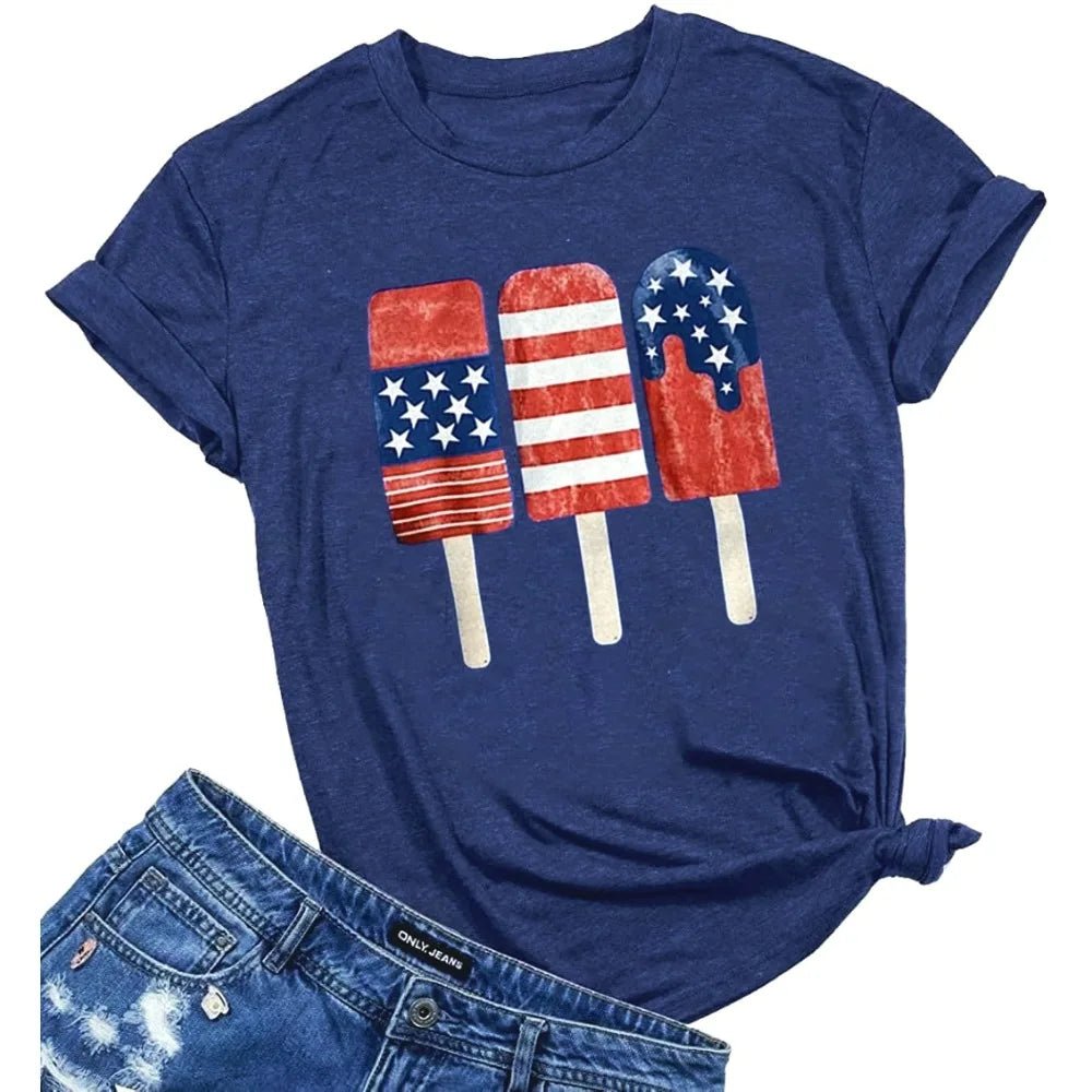 Womens American Flag Popsicle TShirt 4th of July Patriotic Fun Graphic Tees Independence Day Souvenir Clothing Women Cotton Tops - American ThistleWomens American Flag Popsicle TShirt 4th of July Patriotic Fun Graphic Tees Independence Day Souvenir Clothing Women Cotton Tops