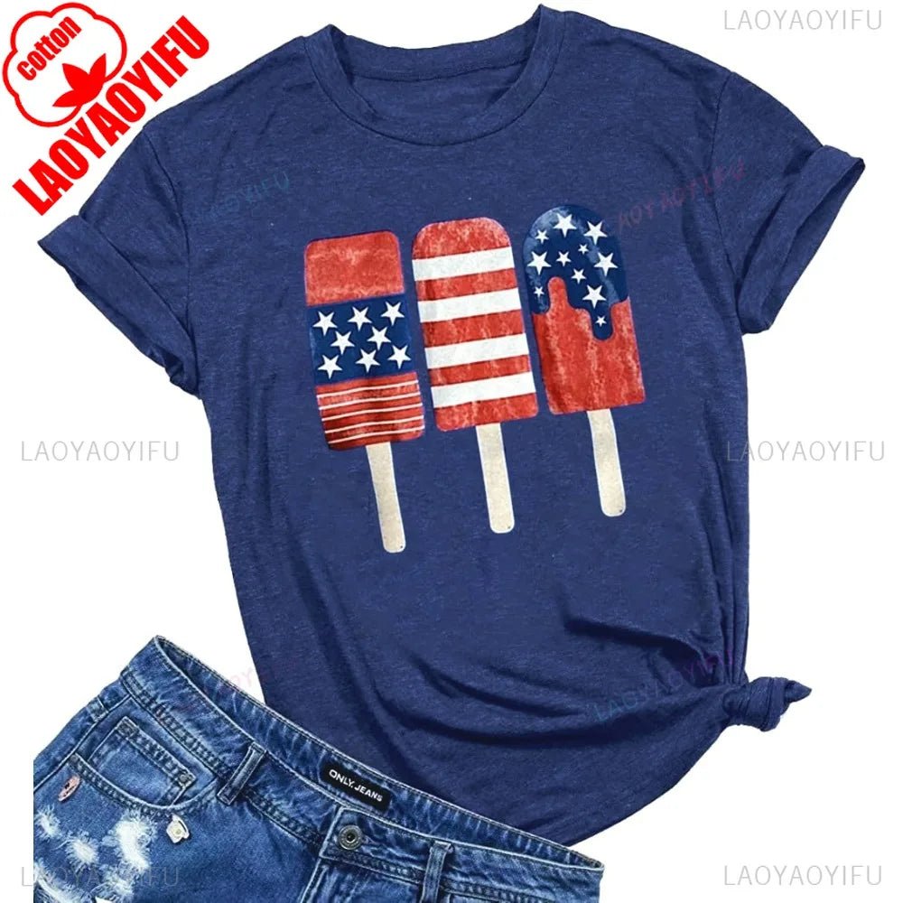 Womens American Flag Popsicle TShirt 4th of July Patriotic Fun Graphic Tees Independence Day Souvenir Clothing Women Cotton Tops - American ThistleWomens American Flag Popsicle TShirt 4th of July Patriotic Fun Graphic Tees Independence Day Souvenir Clothing Women Cotton Tops