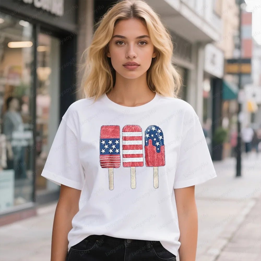 Womens American Flag Popsicle TShirt 4th of July Patriotic Fun Graphic Tees Independence Day Souvenir Clothing Women Cotton Tops - American ThistleWomens American Flag Popsicle TShirt 4th of July Patriotic Fun Graphic Tees Independence Day Souvenir Clothing Women Cotton Tops